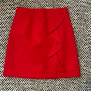 J. Crew 100% wool red front ruffle mini skirt